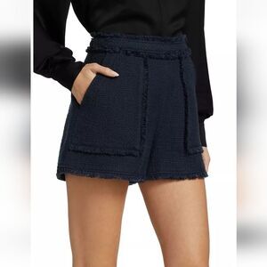 Cinq a Sept Allen Boucle Tweed Tailored Fit Shorts Navy Blue Women's Size 10